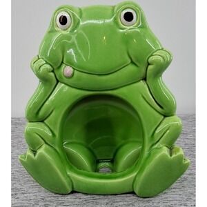 Vtg Giftcraft Ceramic Frog Picture Frame Kitsch Top Loading Photo Green No Glass